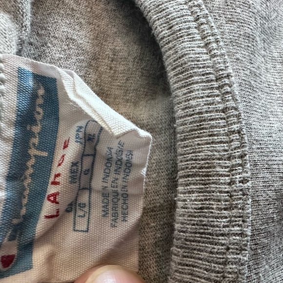 Vintage Champion Logo T Shirt Embroidered Stitched Size L Deadstock Gray 90s - Picture 5 of 5